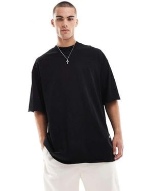 Bershka Cotton Oversized Boxy T-Shirt - Black