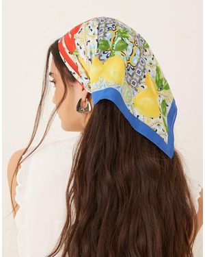 SUI AVA Foulard Con Stampa Di Limoni E Scritta "Ciao Amore" - Multicolore
