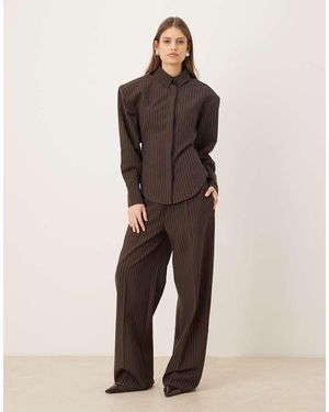 Wanderdoll Pantalones De Sastre Marrones De Pernera Ancha Con Raya Diplomática Blythe De (Parte De Un Conjunto)-Gris - Neutro