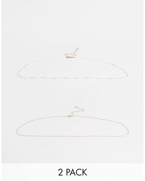 ASOS Pack Of 2 Belly Chain With Micro Pearl And Chain - Natural