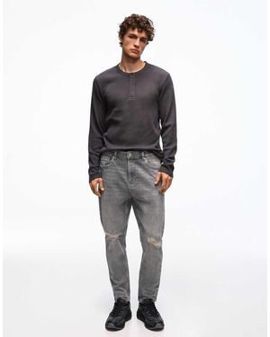 Bershka Ripped Carrot Fit Jeans - Grey