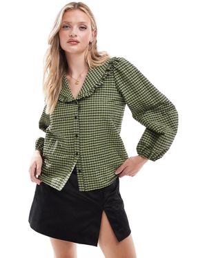 Nobody's Child Emmie - blouse à col oversize et motif vichy - vert