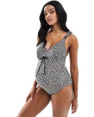 Mama.licious Mamalicious maternity – badeanzug mit leopardenmuster, umstandsmode - Weiß