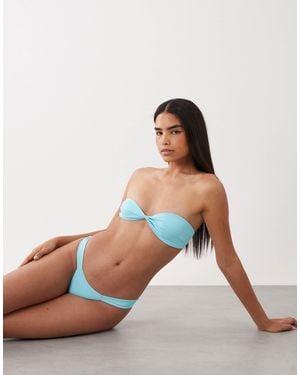 Oh Polly Removable Strap Twist Front Bikini Top Co-Ord - Blue