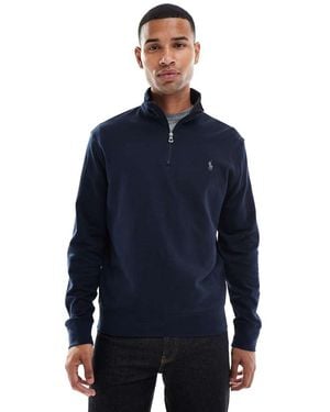 Polo Ralph Lauren Icon Logo Double Knit Half Zip Sweatshirt - Blue