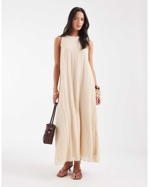 Object Robe longue sans manches en tissu plissé effet froissé - crème - Neutre
