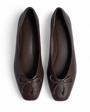NA-KD Squared Toe Bow Ballerinas - Black