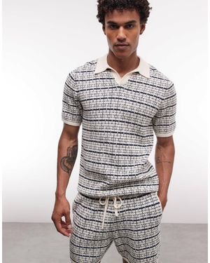 ASOS – gestreiftes strick-polohemd - Weiß