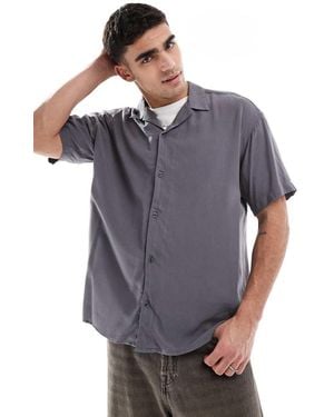 Jack & Jones Revere Collar Short Sleeve Shirt - Grey