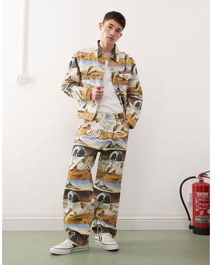 ICECREAM Dreamscape All Over Printed Straight Leg Denim Jeans Co-ord - White