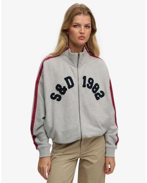Superdry Athletic essentials applikation loose zip-tracktop - Grau