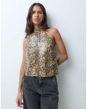 ASOS Tailored Faux Leather Halter Neck - Brown