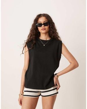 Mango Sleeveless Elevated Shoulder Vest - Black
