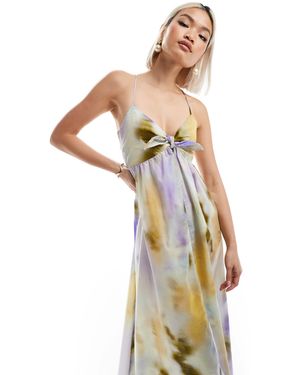 EDITED Robe longueur mollet étagée en coton - Métallisé