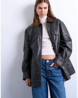 TOPSHOP – pu-jacke - Grau