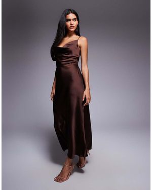 New Look Satin Cowl Neck Midi Dress - Blue