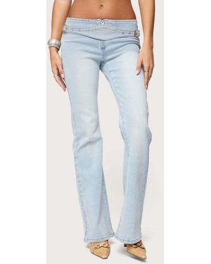 Edikted Kenza Belted Low Rise Flared Jeans - Blue