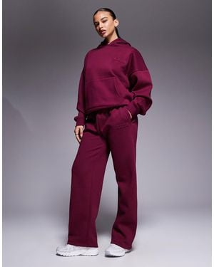 Kaiia Cotton Rich Embossed Logo Wide Leg Jogger Co-Ord - Red
