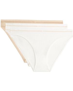 Oysho 3 Seamless Rib Polyamide Blend Classic Briefs - White