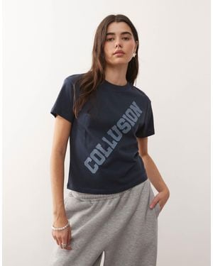 Collusion Logo Anti Fit Tee - Blue