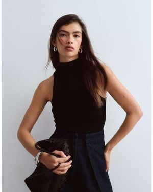 ARRANGE Soft Knit Rib Racer Bodysuit - Black
