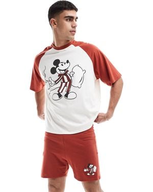 ASOS Disney Mickey Mouse Raglan Short Pajama Set - Red