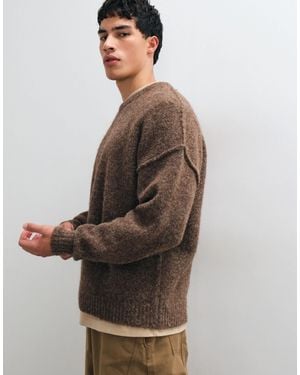 ASOS Lockerer strickpullover mit sichtbaren nähten und rundhalsausschnitt - Braun