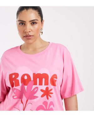 ONLY Rome Graphic Oversized Fit T-shirt - Pink