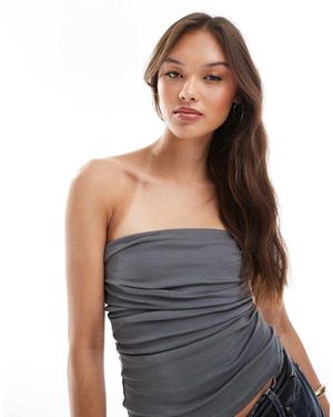 Brave Soul Cotton Jersey Bandeau Top - Grey