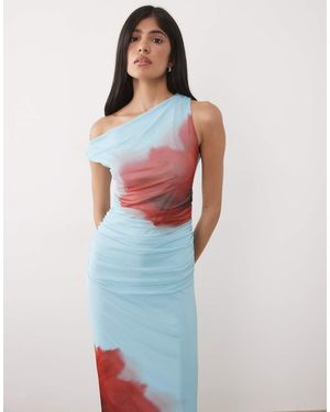 New Look Drop Shoulder Mesh Maxi Dress - Blue