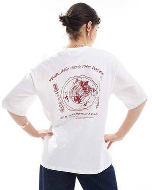 JJXX Oversized T-Shirt Met Spaghettiprint Op De Achterkant - Wit