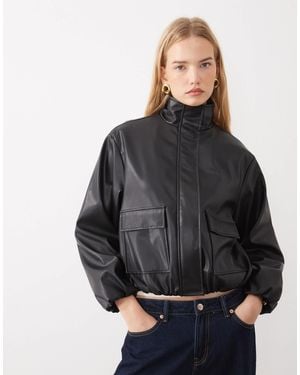 New Look Jacke aus kunstleder mit stehkragen - Schwarz