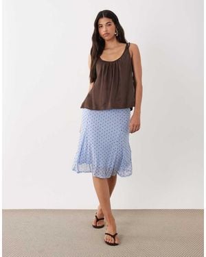 ASOS Low Rise Mesh Midi Pencil Skirt Co-Ord With Godets - Blue