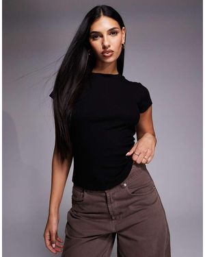 River Island Short Sleeved Ribbed Top - Brown