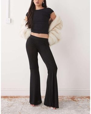 Monki Flared Rhinestone Trousers - Black