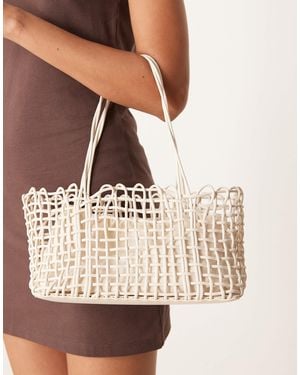 Mango Weave Mini Tote Bag Inner Drawstring Lining - Natural
