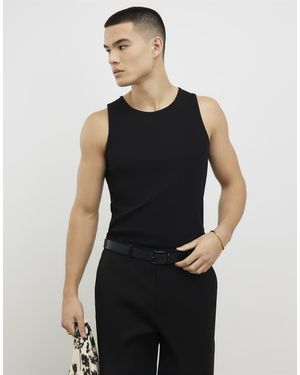 River Island Muscle Fit Cotton Blend Stretch Vest - Black