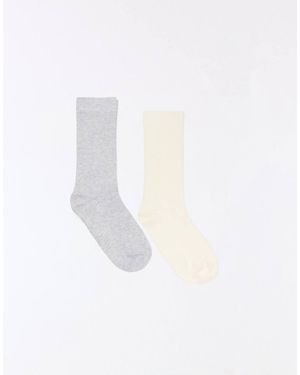 Bershka Basic Ribbed Socks - White