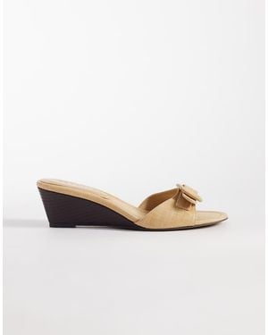 ASOS Highway Buckle Detail Wedge Sandals - Natural