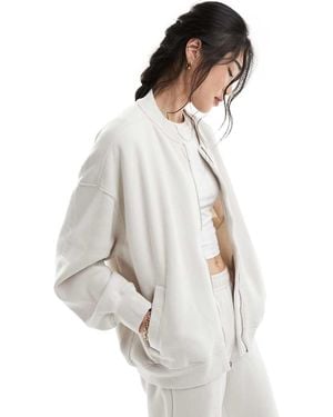 Abercrombie & Fitch Jersey Bomber Jacket Co-ord - White