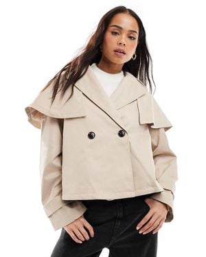 Miss Selfridge Cropped Cape Trench - Natural