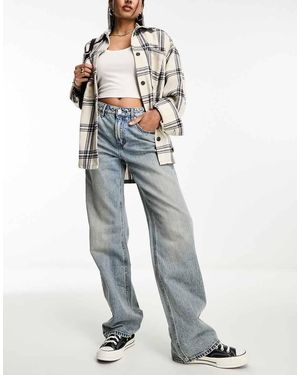 Stradivarius Dad Jeans Met Wijde Pijpen - Blauw