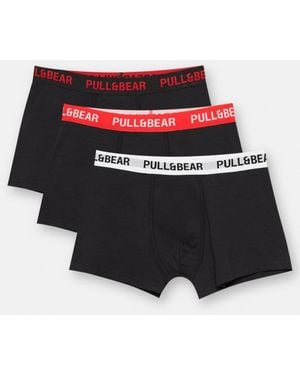 Pull&Bear Confezione Da 3 Boxer Con Logo Rosso - Bianco
