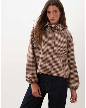 Barbour Audrey Showerproof Hooded Gingham Jacket - Brown