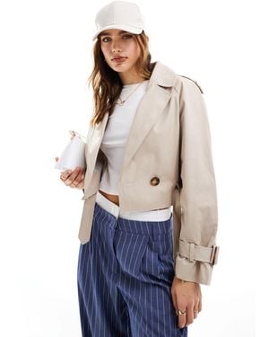 Miss Selfridge Cropped Trench Coat - Blue