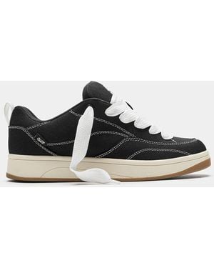 Pull&Bear Stwd - baskets style skateur à surpiqûres contrastantes - Noir