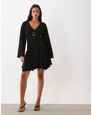 ASOS Soft Cord Hankey Hem Mini Dress - Black