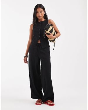 Noisy May Loose Fit Linen Mix Trouser - Gray