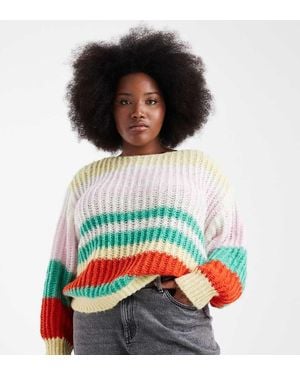 Pieces Plus Pieces Curve Retro Stripe Knit Jumper - Multicolour