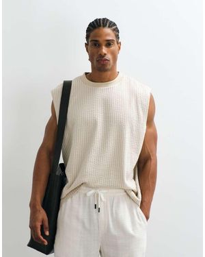 ASOS Heavyweight Oversized Tank With Seersucker Stripe - Natural